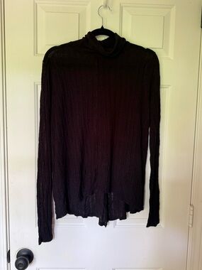 Lucky Brand Black Ribbed Cowl Neck Sweater